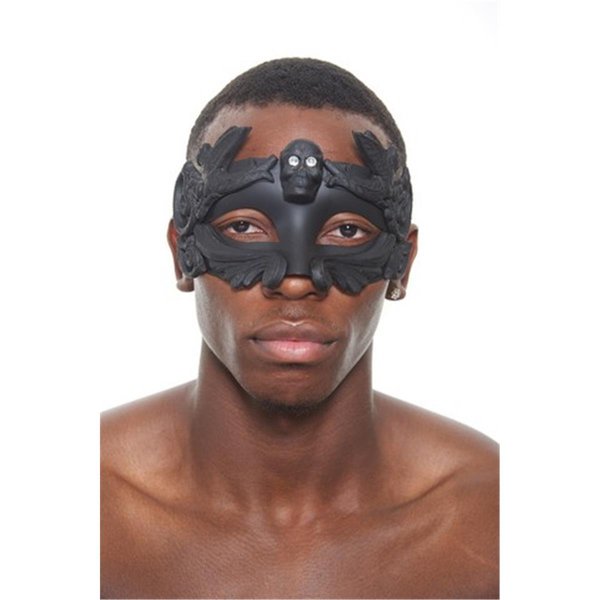 Perfectpretend Matte Black Mythological Gladiator Inspired Venetian Masquerade Mask One Size PE372258